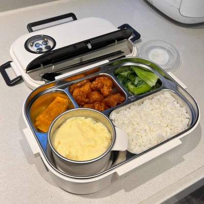 熊猫保温饭盒可微波炉加热大容量分格食品级餐盒上班族学生便当盒