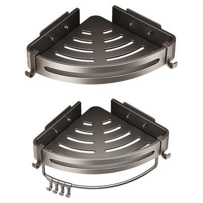 卫生间置物架枪灰免打孔太空铝