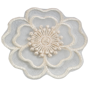 免缝自粘白色蕾丝衣服补丁贴布贴欧根纱装饰贴花羽绒衣服裙子补洞