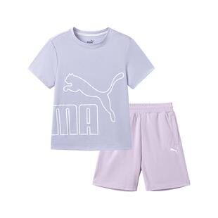 PUMA彪马女童短袖套装夏季新款中大儿童运动套装时尚T恤短裤夏装
