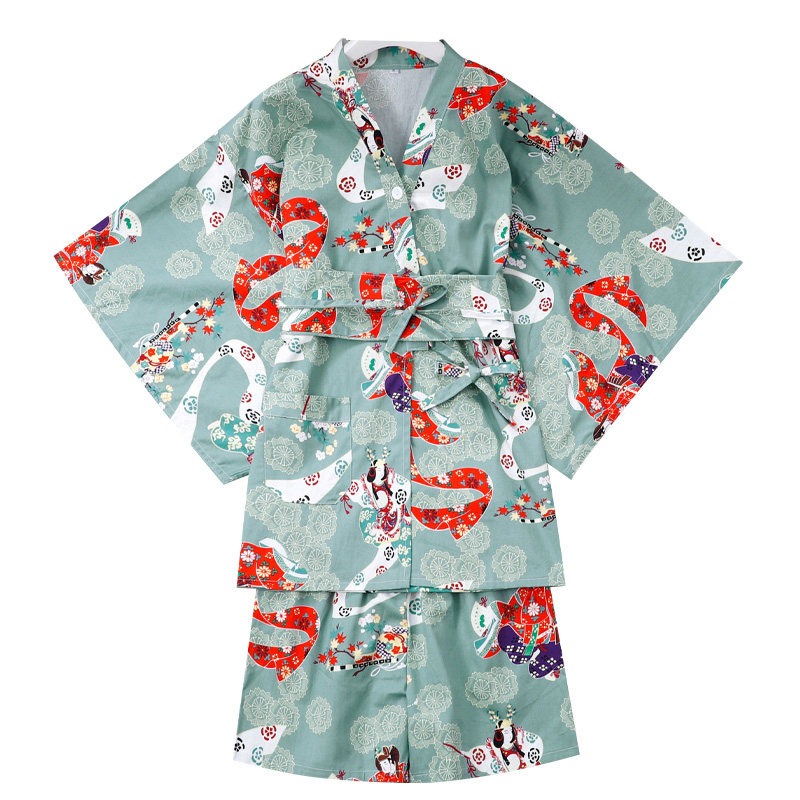 和服日系开衫汗蒸服女款纯棉洋气可爱性感套装情侣加肥加大桑拿服