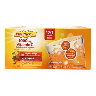 现货 美国Emergen-C维生素C泡腾粉冲剂VC粉+矿物质泡腾片120包