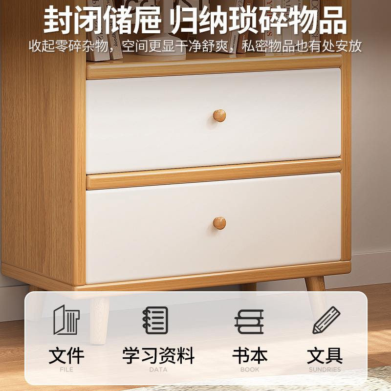 23北欧实木书架落地多层储物柜展示柜家用书柜收纳置物架转角客厅