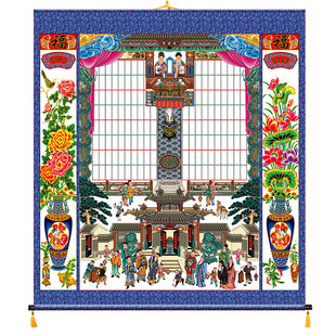 厂家直供家堂轴子家谱挂图 祖宗祖先堂人物版7代以上布料祖谱家堂