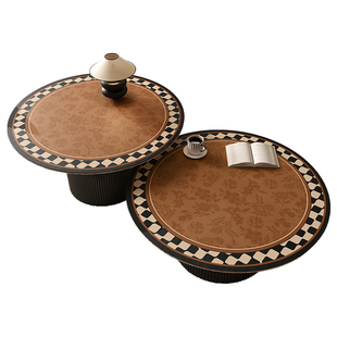 中古风复古圆桌桌垫免洗防油防水防烫圆形茶几桌垫高级感餐桌垫