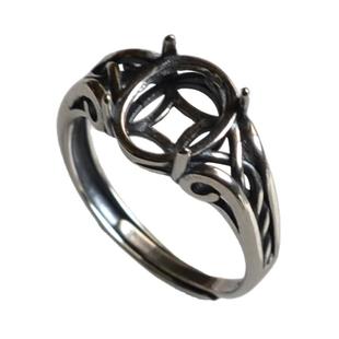 燕子家vintage欧式复古纯银戒托培育祖母绿刻面宝石925银空托8*10