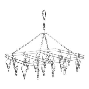 衣架带夹子防风一钩多挂不锈钢阳台家用折叠多功能晒袜子晾衣架子