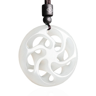 昆玉谣和田玉羊脂白玉六道轮回玉吊坠男女情侣款玉石珠宝玉坠挂件