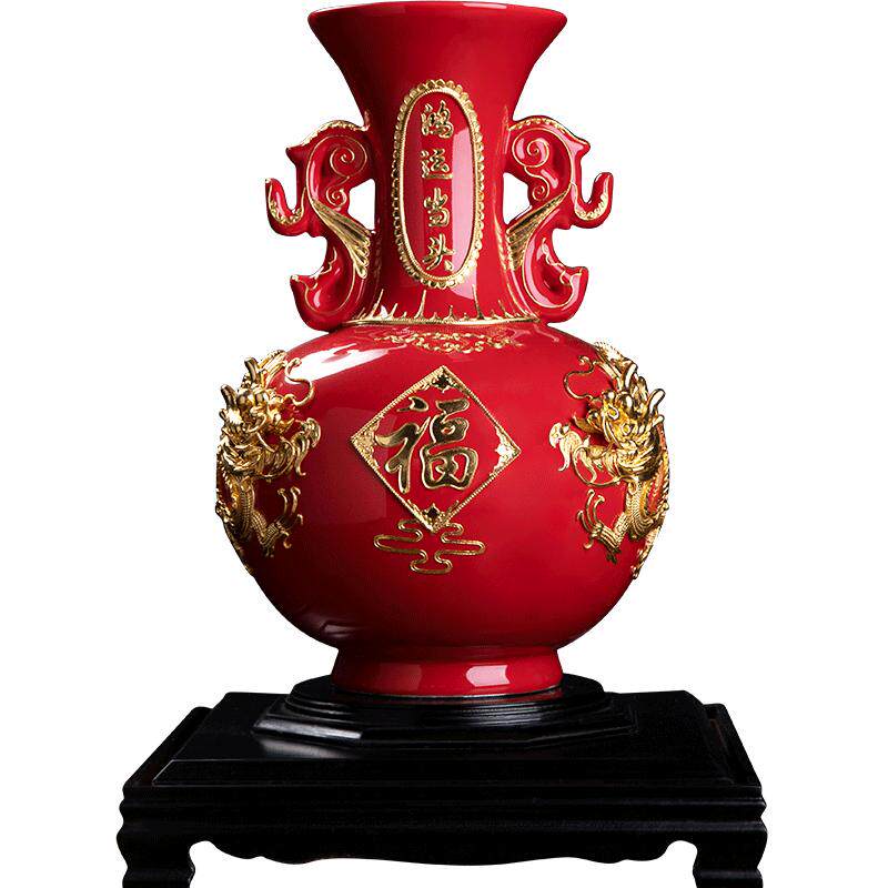 东方泥土《鸿运当头》喜庆花瓶
