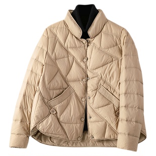 紫米衣坊轻薄款羽绒服女白鸭绒冬季新款妈妈装短款羽绒保暖外套