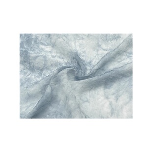 柔软微透天蓝色不规则草木染扎染丝麻亚麻天丝棉布料纱裙汉服面料