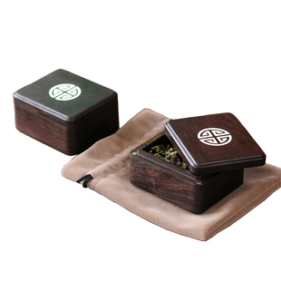 纯银实木方形精致小号出差迷你旅行茶具密封储茶罐便携随身茶叶盒