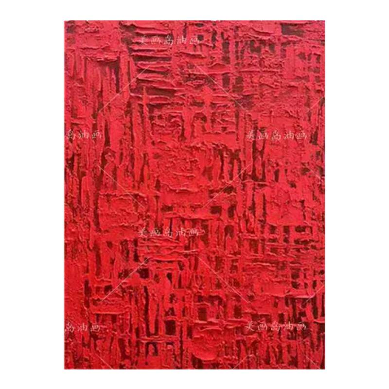 原创手绘酒店会所红色画现代美式轻奢客厅抽象油画玄关餐厅装饰画