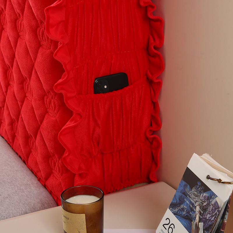 宝宝绒全包床头罩夹棉加厚软包床头保护罩实木弹力床头套防尘罩子