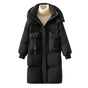 雅鹿官方2025年新款加厚时尚女款显瘦连帽长款羽绒服女装超保暖