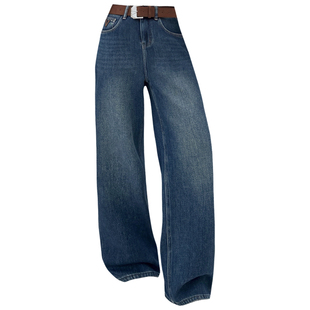 2025冬Jeans阿凡牛A5388加厚复合绒保暖宽松显瘦女牛仔直筒阔腿裤