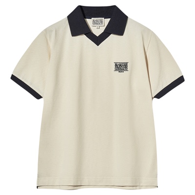 MARITHE潮流情侣撞色翻领短袖T恤