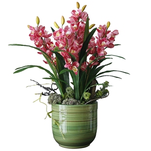 新中式大花蕙兰花仿真花蝴蝶兰假花盆栽家居客厅装饰插花摆设瓶花