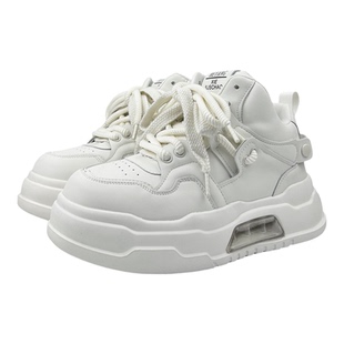 两点浪漫高级感气垫设计小白鞋男厚底增高运动休闲鞋时尚高帮板鞋