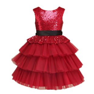 MUSE儿童演出服亮片蓬蓬纱裙女童公主裙晚礼服舞台合唱主持人服新