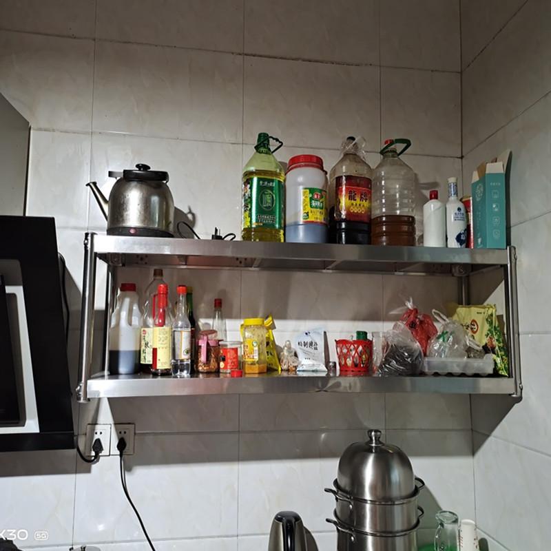 厨房置物架壁挂二墙上调味料三层不锈钢挂墙架收纳微波炉上墙吊架