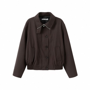 Azure Lisseur 高级剪裁简约高领排扣宽松纯色夹克设计感外套男女