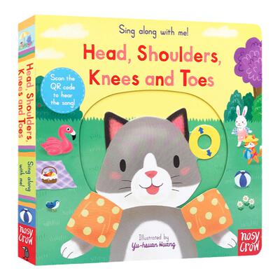 英文原版 Head Shoulders Knees and Toes 纸板机关操作书 Sing Along with Me 欧美经典儿歌 欢唱童谣绘本 亲子互动 送音频