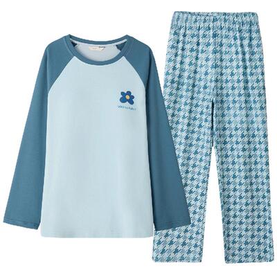 康妮雅纯棉长袖睡衣带胸垫一体