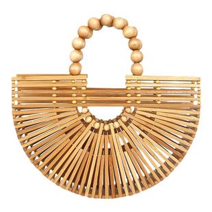 小众设计包包女2026夏季新款流行镂空竹编包百搭珍珠手提菜篮子包