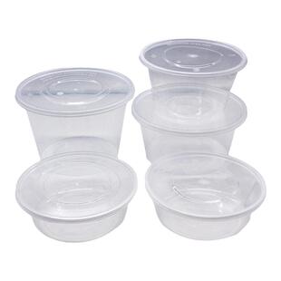 食品级一次性餐盒圆形透明加厚外卖快餐打包盒带盖商用整箱批发