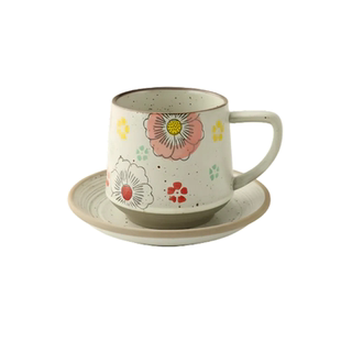 定制咖啡杯碟套装精致复古陶瓷拿铁拉花杯子高档轻奢拿铁杯400ml