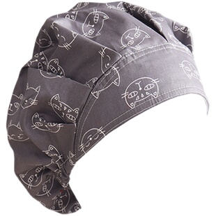 时尚可爱厨房布料帽子防油烟餐饮防掉发透气薄款厨师帽手术帽护士