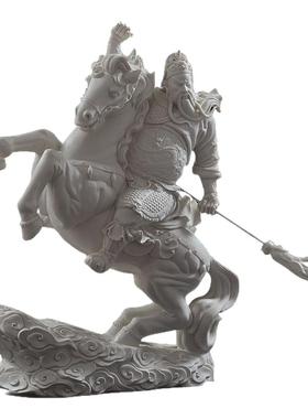 陶瓷马摆件骑马提刀关公千里走