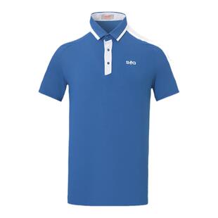 svg高尔夫春季新款男装蓝色拼接短袖t恤POLO衫男士上衣运动套装