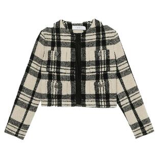 IT IRO女装格纹毛呢短外套新款时髦质感合身开襟呢子夹克XELINAXL