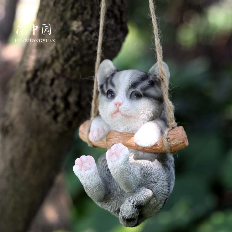 可爱小猫花园户外庭院家居创意装饰小摆件树脂工艺品园艺动物挂件