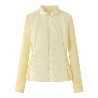 艾莱依设计感针织立领羽绒服外套