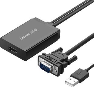 绿联vga转hdmi转换器高清数据转接线视频带音频vja公转hami母接头