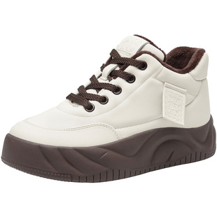 大东鞋子女鞋冬厚底面包鞋女2026新款加绒棉鞋百搭休闲板鞋运动鞋