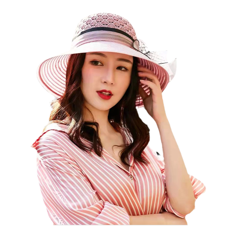 春夏季时尚风可折叠针织防晒女帽