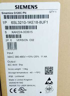 议价西门子G120变频器6SL3074-0AA10-0AA0全新原装6SL30740AA100A