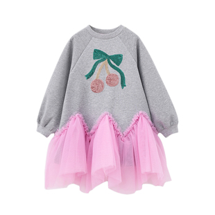 女童连衣裙2026新款春秋儿童长袖卫衣纱裙中大童春装洋气公主裙子