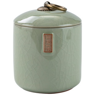 哥窑禅茶一味茶叶罐小号便携陶瓷密封罐家用普洱茶储存罐茶具配件