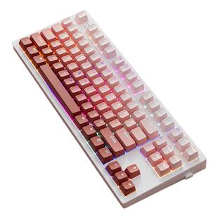 腮红粉色女生透光键帽机械键盘可爱办公61/68/75/87/98/104/108键