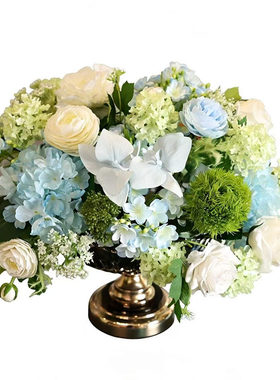 蒂芙尼蓝轻奢客厅仿真花摆件