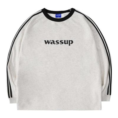 WASSUP潮牌字母长袖卫衣三条杠