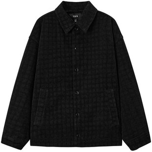 [商场同款]森马夹克男2025冬季新款牛仔外套肌理雪尼尔教练服潮酷