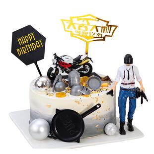 吃鸡蛋糕装饰品摆件插件配件男生过生日男神派对晚上吃鸡人物摆件