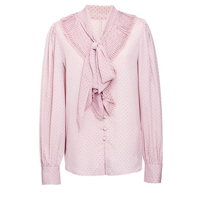 D-HARRY/迪哈利2026春季新款优雅粉色波点长袖衬衫DH261D91091B