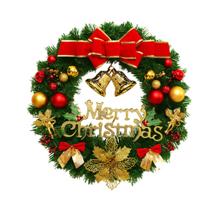 圣诞节装饰品圣诞花环门挂40cm50厘米加密藤条橱窗装饰松果花环圈